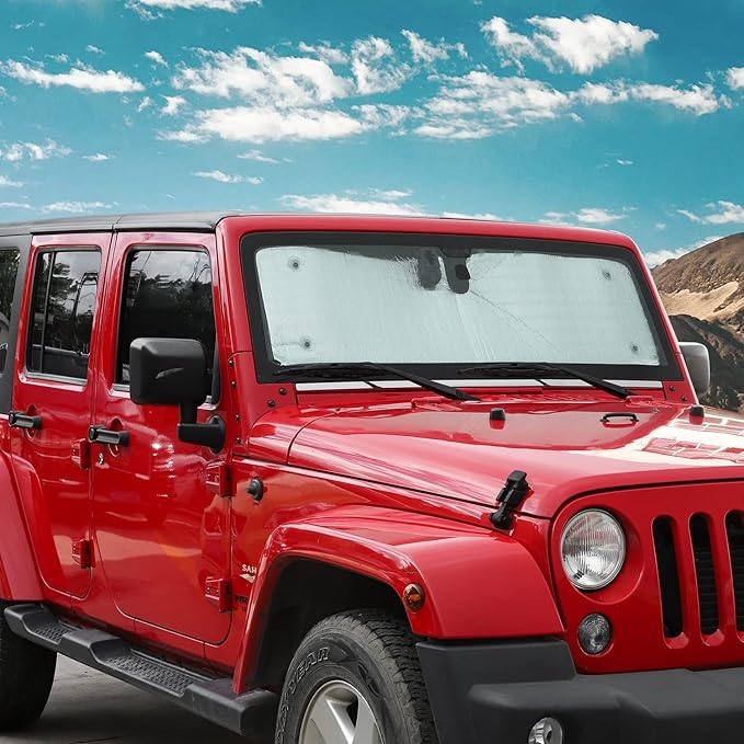 Hoolcar Windshield Sunshade Side Window Sun Shade Sunscreen Heat Insulation Sun Visor for 2007-2017 Jeep Wrangler JK JKU, 8PCs