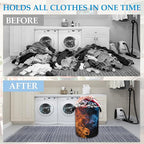 Red Blue Fire Laundry Basket Collapsible Laundry Hamper, Oxford Cloth Storage Bin for Room/Bathroom/Bedroom/Dormitories 16" X