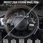 CAR PASS Bling Diamond Black Leather Steering Wheel Cover, Studded Crystal Rhinestones Universal Fit 14" 1/2-15" Glitter for Women Sparkle Girl Fit Suvs,Vans,Sedans,Car,Trucks, Purple Diamond