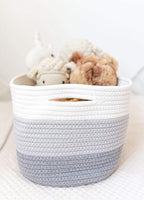 OrganiHaus Rope Baskets for Shelves - Set of 3 Woven Storage Baskets for Organizing, Closet & Toy Storage - 3-Toned Gray - 15