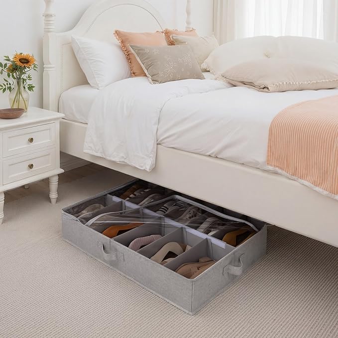 StorageWorks Shoe Organizer for Closet, Fits up to 24 Pairs, 2-Pack Ultra-thick Fabric Under Bed Shoe Storage Containers with