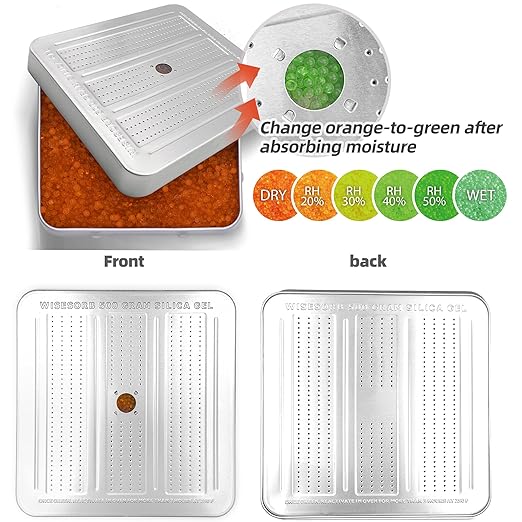 2Pcs 500 Gram Desiccant Canisters, Indicating & Rechargeable Gun Safe Dehumidifier, Portable Desiccant Canister, Silica Gel
