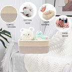 COMFY-HOMI 11.5"x7.5"x4.7" Storage Baskets for Organizing | Cotton Rope Woven Basket | Toy Storage Bin Box | Basket for Shelv