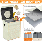 White Car Trash Can Cute, White Car Accessories for Women Waterproof Automotive Garbage Cans Leak Proof Vehicle Trash Can Diamond Pattern-Beige
