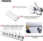 Dseap Coat Rack Wall Mount - 29.5” Long 8-Tri-Hooks Heavy Duty Coat Hanger Rail Wall Hooks for Hanging Coats Hats Clothing Cl