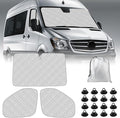 Mercedes Sprinter Sun Shade 2019-2023 | 3-Piece Van Window Covers with Thermal Insulation & UV Protection | Car Window Shades (Front Windshield & Side Covers)