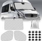 Mercedes Sprinter Sun Shade 2019-2023 | 3-Piece Van Window Covers with Thermal Insulation & UV Protection | Car Window Shades (Front Windshield & Side Covers)