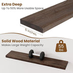 Floating Shelves for Wall Decor, 8 Inch Deep Rustic Solid Elm Wood Floating Shelves Wall Mounted, Wall Shelves with Invisible