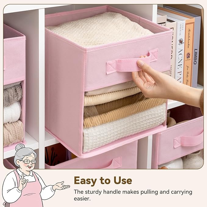 GRANNY SAYS Cube Storage Bins with Clear Window, 11 Inch Storage Cube Organizer, Collapsible Fabric Storage Cubes, Decorative