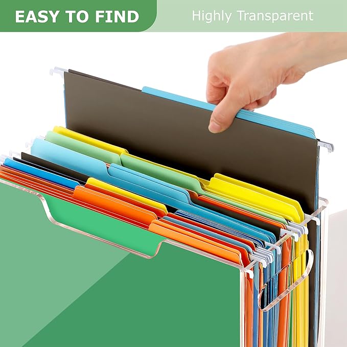 Acrylic Hanging File Folder Organizer, Letter Size Clear Filing Organizer Box with Handles, Magazine File Holder for Desk Hom