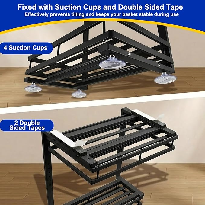 Under Sink Organizer, Dual-Rail Ball-Bearing, Under Kitchen Sink Organizer, 6-Level Adjustable, Under Cabinet Organizer, No-D