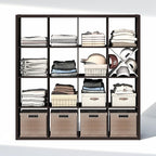Furinno Cubic Closet Organizers and Storage, 16-Cube Closet Organizer, Open Shelf Closet Storage, Extra Thick Frame for Wardr