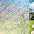 KESPEN Stained Glass Window Film Decorative Rainbow Privacy Window Film Anti UV Static Cling Glass Stickers for Home, 29.5 Inch X 6.5 Feet