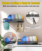 2 Packs Metal Hat Rack for Wall, Holder with Multiple Hooks, Organizer for up to 40 Baseball Caps, Sturdy Wall Drilled Rack, 