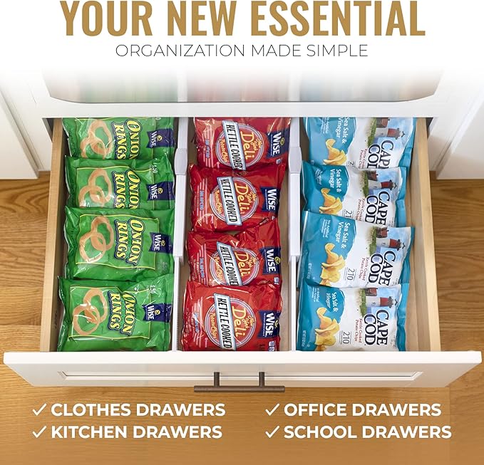 RAPTUROUS Adjustable Deep Drawer Divider – 6" Tall, Expandable 13-22", 4-Pack, Non-Slip Drawer Dividers for Clothes, Dresser,