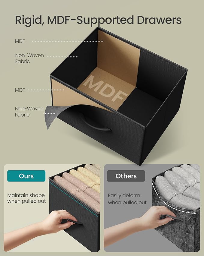 SONGMICS Dresser for Bedroom, Chest of Drawers, Steel, MDF, 9 Non-Woven Fabric Drawers, Storage Organizer Unit, Closet, Entry