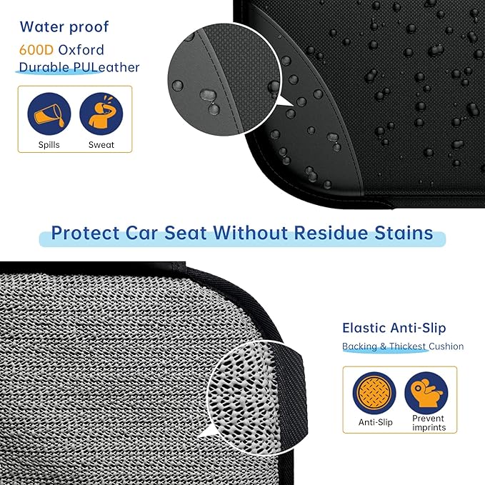 Car Seat Protector MHO+All 2 Pack Auto for Child Baby Car Seats - Large CarSeat Sit Savers Mat with Waterproof 600D Fabric & 