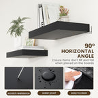 12 Inch Deep Floating Shelves | 24 Inch Black Floating Shelves | 24W x 12D Rustic Black Wall Shelves | Deep Shelves for Livin