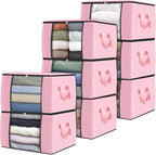 Fab totes 8 Pack Clothes Storage, Foldable Thick Fabric Blanket Storage Bags, Containers for Organizing Bedroom, Closet, Clot