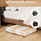 Bamboo Under Bed Storage with Wheels,Rolling Underbed Shoe Organizer Box for Shoes,Blankets,Toys,Clothes Container Space-Savi