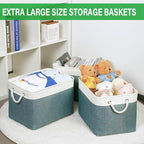 Bidtakay Large Storage Baskets for Shelves 3 Pack Fabric Storage Bins for Organizing Linen Collapsible Organizer for Closet-D