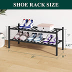 Smiry Bamboo Shoe Rack for Closet, 2 Tier Wooden Stackable Shoe Organizer, Free Standing Shoes Storage Shelf for Entryway, Fr