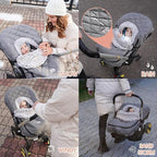 ACRABROS Car Seat Cover Baby: Winter Infant Carseat Canopy for Boy Girl Newborn, Zipper Peeping Window, Warm Cozy Cold Weathe