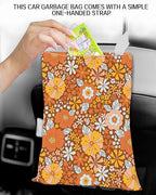 Car Garbage Can, Car Trash Bag, Car Garbage Bag, Hanging Car Trash Can for Car Accessories, Vehicle, Travelling, Camping, Cute Car Back Seat Organizer, Cute Boho Flowers