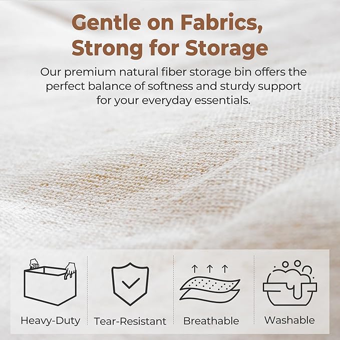 StorageWorks Fabric Storage Bins, Large Storage Baskets for Shelves, Closet Organizers and Storage Bins with Metal Frame, Han
