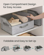 SONGMICS Set of 6 Storage Baskets, Foldable Storage Bins with Removable Dividers, Fabric Boxes, 15.7 x 11.8 x 7.9 Inches, Clo