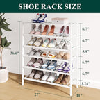 Smiry Bamboo Shoe Rack for Closet, 6 Tier Wooden Stackable Shoe Organizer, Free Standing Shoes Storage Shelf for Entryway, Fr