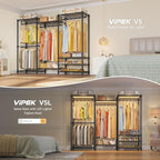 VIPEK V5 Portable Closet Wardrobe Heavy Duty Clothes Rack, Freestanding Clothing Rack with 4 Hang Rods & 8 Shelves, Adjustabl