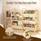 Kids Bookshelf and Toy Storage Organizer with 3-Tier Book Display and Shelves, Kids Toy Organizers and Storage with Bins, Boo