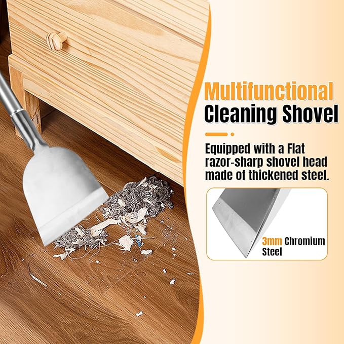 Floor Scraper Long Handle Stainless Steel, Multifunctional Cleaning Shovels with Flat Head, Moss Plaster Wall Putty Shingle Removal Tool, Ice Scraper, Snow Shovel for Driveway-Heavy Duty