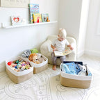 NaturalCozy Storage Baskets 16.8”x13”x7.6” Cotton Rope Woven Baskets for Organizing 3-Pack | Toy Storage Bins | Basket for Sh
