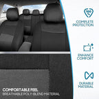 BDK PolyPro Car Seat Covers Full Set in Charcoal on Black – Front and Rear Split Bench for Cars, Easy to Install Cover Set, A