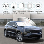Front Windshield Sun Shade Foldable Car Front Window Sun Shade Windshield Shade Custom Fit for 2019-2024 2025 Cadillac XT4 Block UV Rays Accessories Heat Keep Cooler