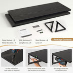 Deep Floating Shelves Wall Mounted, 30"x12" Black Wall Shelves with Brackets Set of 2 for Bedroom, Living Room, Bathroom, Kit