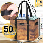 Reusable Grocery Bags - Heavy Duty Reusable Shopping Bags with Hard Bottom & Long Handles, Foldable Large Tote Bags with Box Shape to Stand Up - for Kitchen, Picnic, 3 Pack, Rustic Brown
