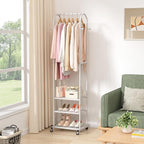 Kaitiemoo Heavy Duty Clothing Rack with Wheels,Modern Garment Rack with 3 Metal Shelves, 71.8Inches Display Rack for Hanging 