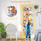 Woodoulogy Hanging Stuffed Animal Storage, Over Door Large Plush Toy Organizer with Metal Hook, Baby Accessory Holder Idea fo