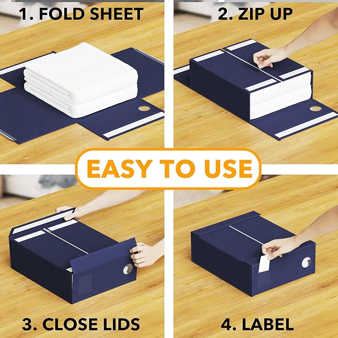SpaceAid 6 Pack Bed Sheet Organizers and Storage, Foldable Sheet Organizer with Window for Linen Closet, Set Folder Keeper fo