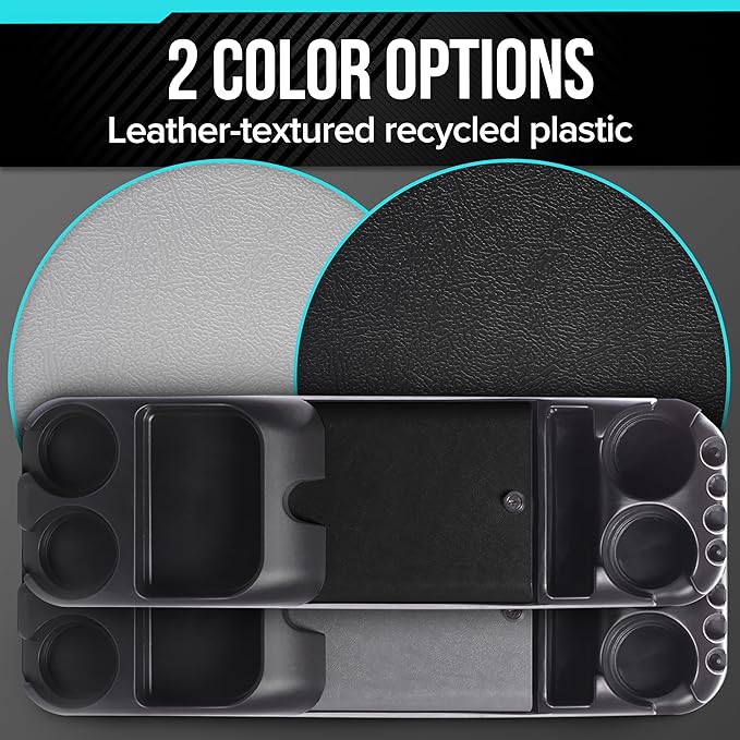 Center Console for Minivans, SUVs, Middle Van Console, Extra Cup Holders, Large Storage, 27"L x 11.5"W x 8.5"H,Made in USA (Black)