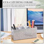 Jetec Acrylic Glitter Pen Holder 4 Compartments Bling Makeup Brush Stationery Organizer Pencil Holder for Desk Accessories Sp