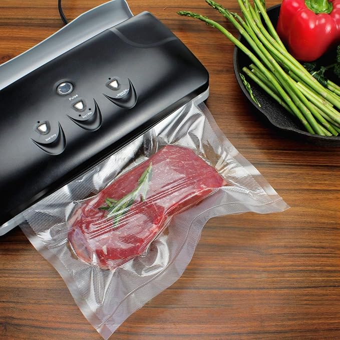 Vacuum Sealer Bags Rolls Compatible with FoodSaver 4-Pack 11" x 25' Vacuum Seal Rolls Fit Inside Machine Double-Side Embossed
