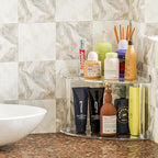 Sezanrpt 2 Tier Acrylic Corner Shelf Organizer Storage 9.5x9.5x8 Inch, Transparent Countertop Corner Shelf for Bathroom, Kitc