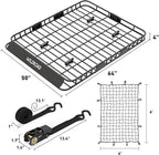 WILDROAD Roof Rack Cargo Basket, Upgraded 4” Fence Wide Car Roof Basket, 64"x 50"x 4" Universal Car Top Carrier Basket with Super Duty Bungee Cargo Net and Ratchet Straps Fits for SUV Truck Cars