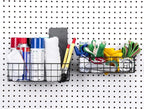 Pegboard Basket Set of 2, Medium + Small Size Basket, Black - Hooks to Any Peg Board - Organize Tools, Workbench, Accessories