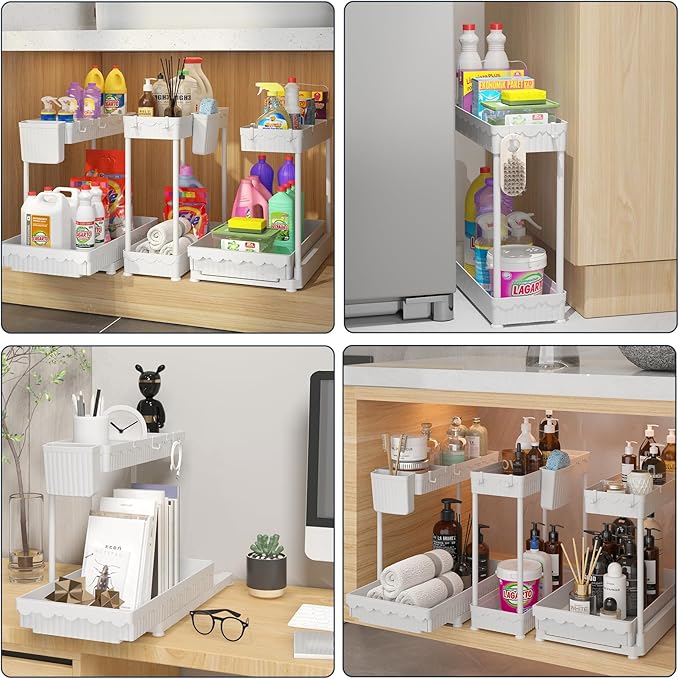 Sevenblue 3 Pack Multi-Purpose Under Sink Organizers and Storage, 2026 L-Shaped Pull Out Cabinet Organizer for Bathroom & Kit
