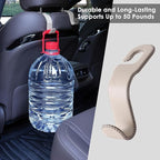 Leather Car Hooks for Headrest - Fully Leather-Wrapped U-Shaped Purse Holder for Car, Flexible Seat Back Organizer & Durable Car Accessories for Purses, Bags, Coats & More (Beige, 2 Pack)